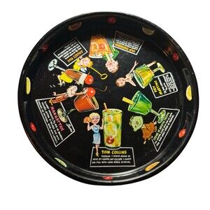 Kitschy Vintage MCM Masonware Cocktail Serving Tray Joe Carpenter with Recipes